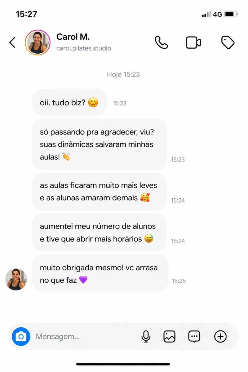 Depoimento de Carol M., instrutora de pilates