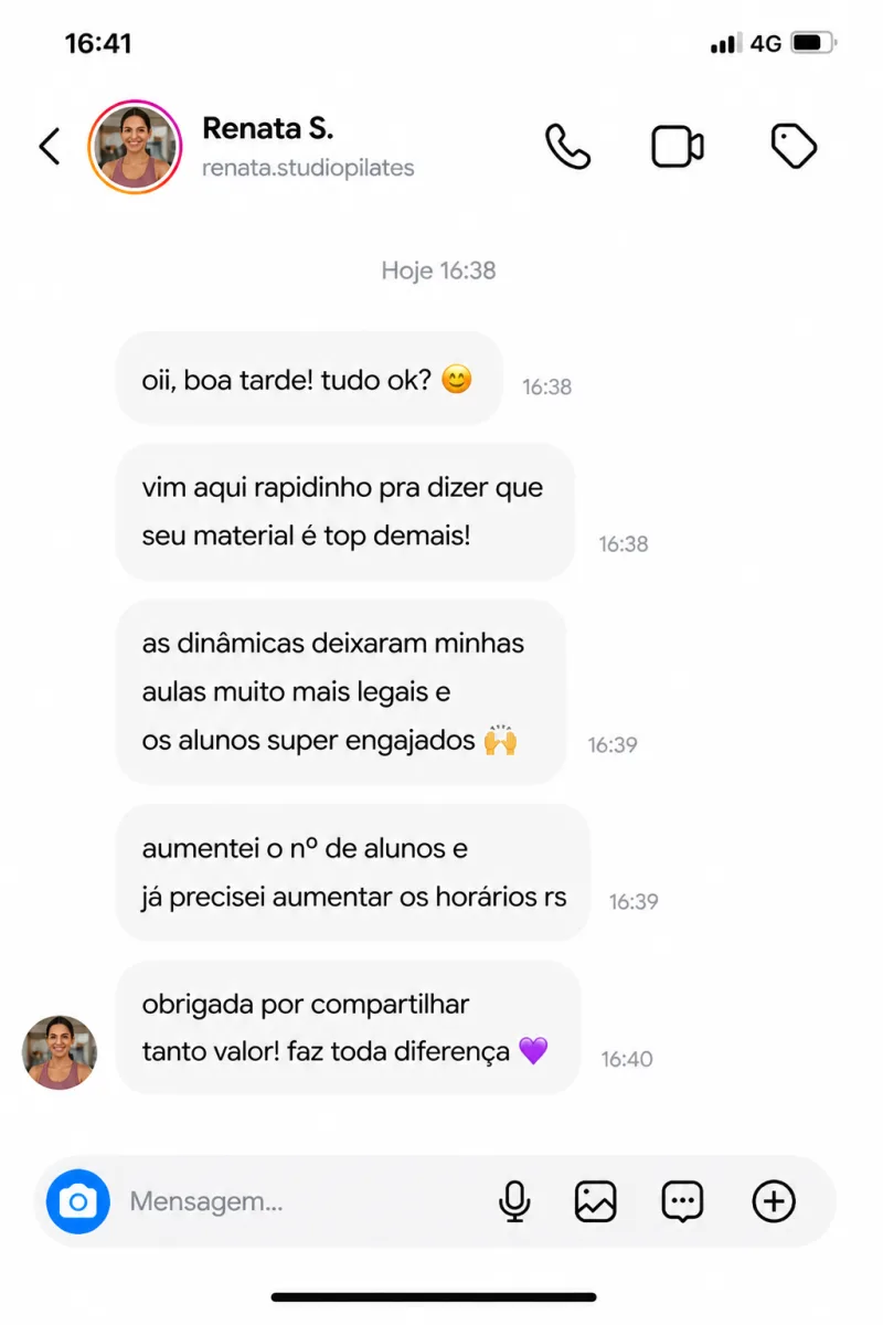 Depoimento de Renata S., instrutora de pilates
